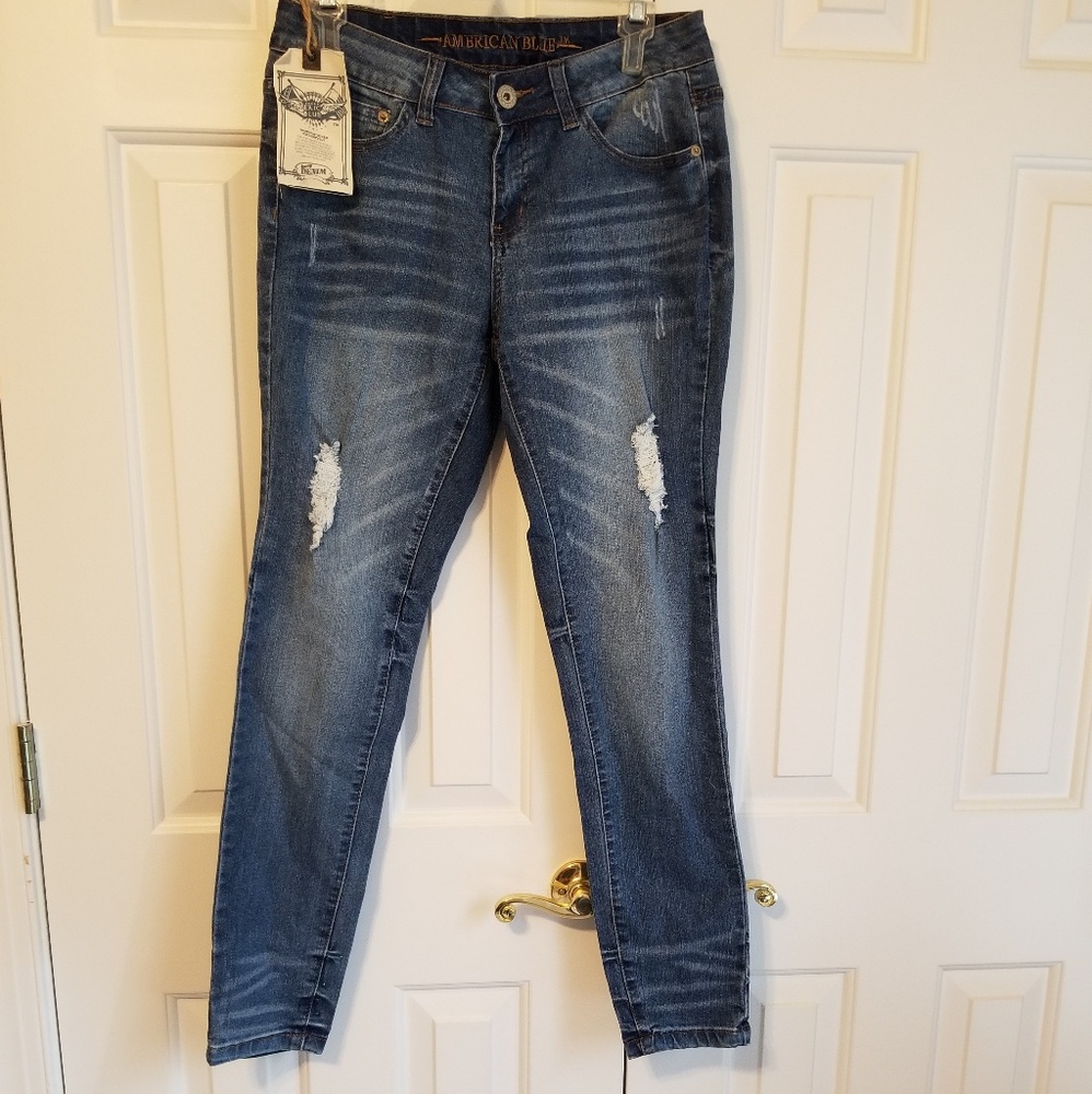 American Blue Distressed Jeans with Rips